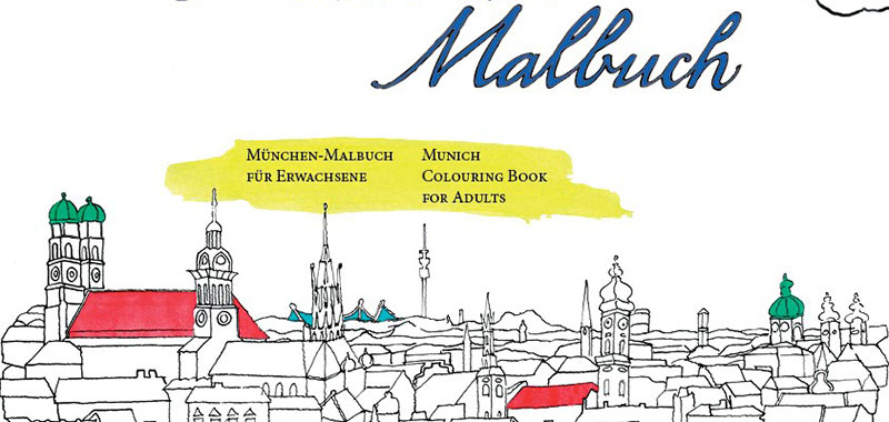 Malbuch mit Münchner Skyline